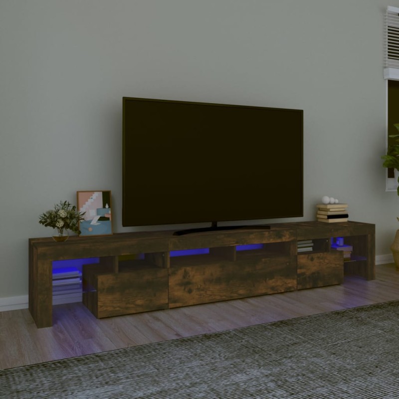vidaXL TV-Schrank mit LED-Leuchten Räuchereiche 230x36,5x40 cm vidaXL TV-Schrank mit LED-Leuchten Räuchereiche 230x36,5x40 cm