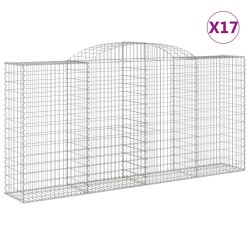 vidaXL Gabionen mit Hochbogen 17 Stk 300x50x140/160cm Verzinktes Eisen