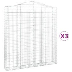 vidaXL Gabionen mit Hochbogen 3 Stk. 200x30x220/240cm Verzinktes Eisen