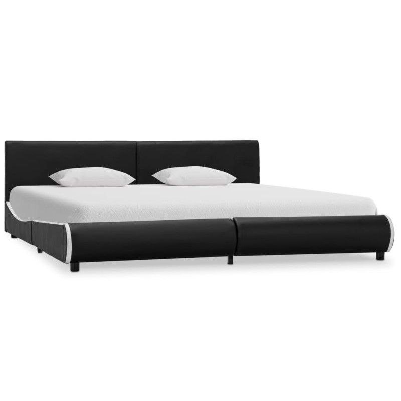 Bettgestell Schwarz Kunstleder 180×200 cm
