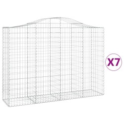 vidaXL Gabionen mit Hochbogen 7 Stk. 200x50x140/160cm Verzinktes Eisen