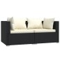 2-Sitzer-Sofa mit Kissen Schwarz Poly Rattan 2-Sitzer-Sofa mit Kissen Schwarz Poly Rattan