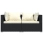 2-Sitzer-Sofa mit Kissen Schwarz Poly Rattan 2-Sitzer-Sofa mit Kissen Schwarz Poly Rattan