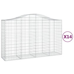 vidaXL Gabionen mit Hochbogen 14Stk. 200x50x120/140cm Verzinktes Eisen
