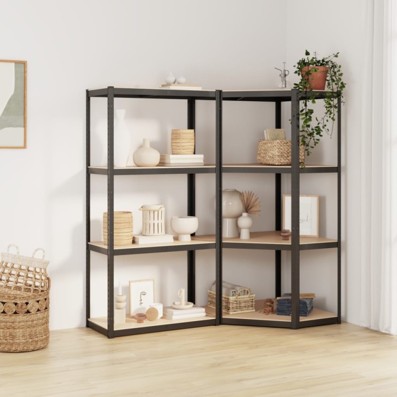 vidaXL Regale mit 4 Böden 2 Stk. Anthrazit Stahl & Holzwerkstoff vidaXL Regale mit 4 Böden 2 Stk. Anthrazit Stahl & Holzwerkstoff