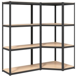 vidaXL Regale mit 4 Böden 2 Stk. Anthrazit Stahl & Holzwerkstoff