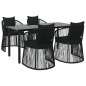 vidaXL 5-tlg. Garten-Essgruppe mit Kissen Schwarz PVC Rattan vidaXL 5-tlg. Garten-Essgruppe mit Kissen Schwarz PVC Rattan