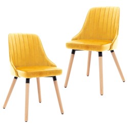 323059  Dining Chairs 2 pcs Yellow Velvet