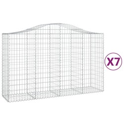 vidaXL Gabionen mit Hochbogen 7 Stk. 200x50x120/140cm Verzinktes Eisen