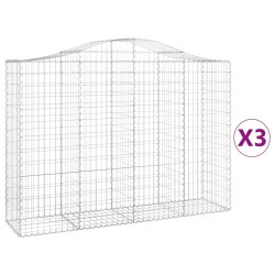 vidaXL Gabionen mit Hochbogen 3 Stk. 200x50x140/160cm Verzinktes Eisen