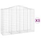 vidaXL Gabionen mit Hochbogen 3 Stk. 200x50x140/160cm Verzinktes Eisen