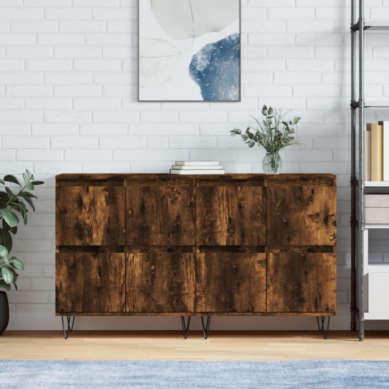 Sideboards 2 Stk. Räuchereiche Holzwerkstoff Sideboards 2 Stk. Räuchereiche Holzwerkstoff