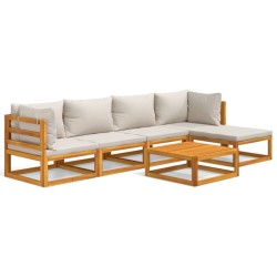 vidaXL 6-tlg. Garten-Lounge-Set mit Hellgrauen Kissen Massivholz