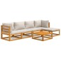 vidaXL 6-tlg. Garten-Lounge-Set mit Hellgrauen Kissen Massivholz vidaXL 6-tlg. Garten-Lounge-Set mit Hellgrauen Kissen Massivholz
