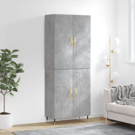 Highboard Betongrau 69,5x34x180 cm Holzwerkstoff