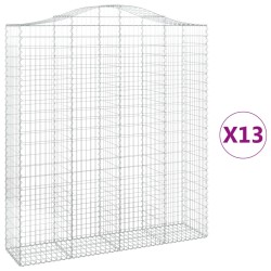 vidaXL Gabionen mit Hochbogen 13Stk. 200x50x220/240cm Verzinktes Eisen