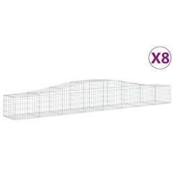 vidaXL Gabionen mit Hochbogen 8 Stk. 400x50x40/60cm Verzinktes Eisen