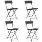 vidaXL Bistrostühle 4 Stk. Klappbar Schwarz Poly Rattan und Stahl vidaXL Bistrostühle 4 Stk. Klappbar Schwarz Poly Rattan und Stahl