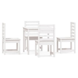 vidaXL 5-tlg. Garten-Essgruppe Weiß Massivholz Kiefer