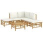 vidaXL 6-tlg. Garten-Lounge-Set mit Cremeweißen Kissen Bambus vidaXL 6-tlg. Garten-Lounge-Set mit Cremeweißen Kissen Bambus