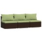 3-Sitzer-Sofa mit Kissen Braun Poly Rattan 3-Sitzer-Sofa mit Kissen Braun Poly Rattan