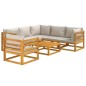 vidaXL 7-tlg. Garten-Lounge-Set mit Hellgrauen Kissen Massivholz