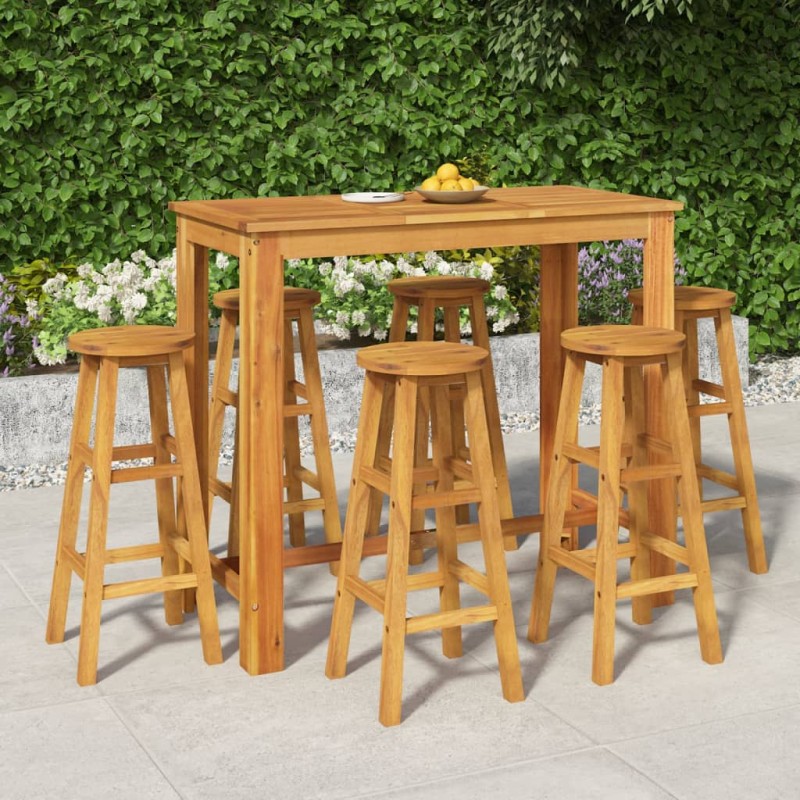 vidaXL 7-tlg. Gartenbar-Set Massivholz Akazie vidaXL 7-tlg. Gartenbar-Set Massivholz Akazie