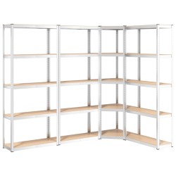 vidaXL Regale mit 5 Böden 4 Stk. Silbern Stahl & Holzwerkstoff