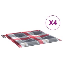 Gartenstuhl-Kissen 4Stk. Rot Karomuster 40x40x3cm Oxford-Gewebe