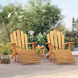 vidaXL Adirondack-Gartenstühle mit Fußstützen 2 Stk. Massivholz Teak