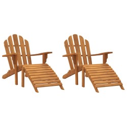 vidaXL Adirondack-Gartenstühle mit Fußstützen 2 Stk. Massivholz Teak