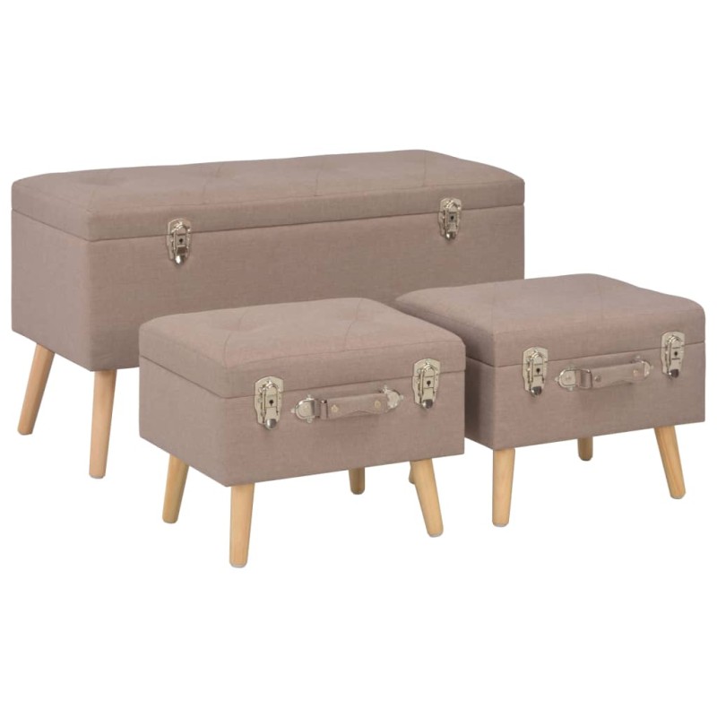 vidaXL Hocker mit Stauraum 3 Stk. Braun Stoff vidaXL Hocker mit Stauraum 3 Stk. Braun Stoff