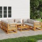 vidaXL 9-tlg. Garten-Lounge-Set mit Hellgrauen Kissen Massivholz vidaXL 9-tlg. Garten-Lounge-Set mit Hellgrauen Kissen Massivholz