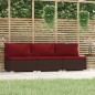 3-Sitzer-Sofa mit Kissen Braun Poly Rattan 3-Sitzer-Sofa mit Kissen Braun Poly Rattan