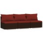 3-Sitzer-Sofa mit Kissen Braun Poly Rattan 3-Sitzer-Sofa mit Kissen Braun Poly Rattan