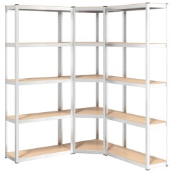 vidaXL Regale mit 5 Böden 3 Stk. Silbern Stahl & Holzwerkstoff