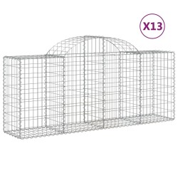vidaXL Gabionen mit Hochbogen 13 Stk. 200x50x80/100cm Verzinktes Eisen