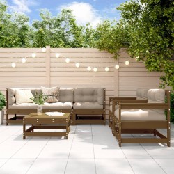 vidaXL 6-tlg. Garten-Lounge-Set mit Kissen Honigbraun Massivholz