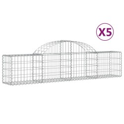 vidaXL Gabionen mit Hochbogen 5 Stk. 200x30x40/60 cm Verzinktes Eisen