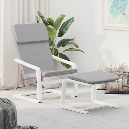 vidaXL Relaxsessel mit Hocker Hellgrau Stoff