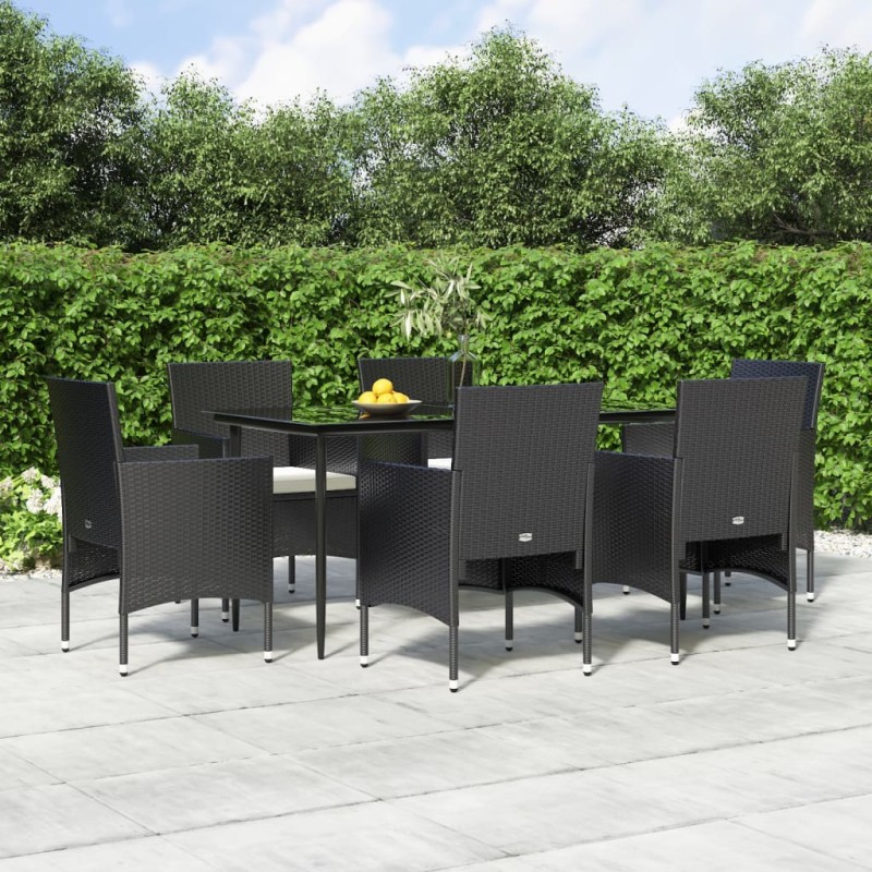 vidaXL 7-tlg. Garten-Essgruppe mit Kissen Schwarz vidaXL 7-tlg. Garten-Essgruppe mit Kissen Schwarz