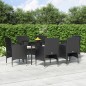 vidaXL 7-tlg. Garten-Essgruppe mit Kissen Schwarz vidaXL 7-tlg. Garten-Essgruppe mit Kissen Schwarz