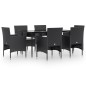 vidaXL 7-tlg. Garten-Essgruppe mit Kissen Schwarz vidaXL 7-tlg. Garten-Essgruppe mit Kissen Schwarz