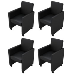  vidaXL Esszimmerstühle 4 Stk. Schwarz Kunstleder