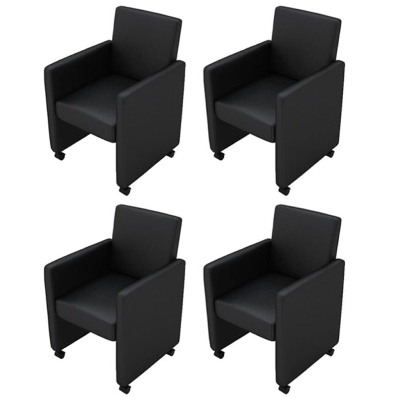 vidaXL Esszimmerstühle 4 Stk. Schwarz Kunstleder vidaXL Esszimmerstühle 4 Stk. Schwarz Kunstleder