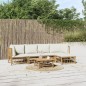 vidaXL 6-tlg. Garten-Lounge-Set mit Cremeweißen Kissen Bambus vidaXL 6-tlg. Garten-Lounge-Set mit Cremeweißen Kissen Bambus