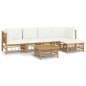 vidaXL 6-tlg. Garten-Lounge-Set mit Cremeweißen Kissen Bambus vidaXL 6-tlg. Garten-Lounge-Set mit Cremeweißen Kissen Bambus