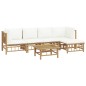 vidaXL 6-tlg. Garten-Lounge-Set mit Cremeweißen Kissen Bambus vidaXL 6-tlg. Garten-Lounge-Set mit Cremeweißen Kissen Bambus