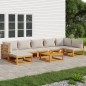 vidaXL 8-tlg. Garten-Lounge-Set mit Hellgrauen Kissen Massivholz vidaXL 8-tlg. Garten-Lounge-Set mit Hellgrauen Kissen Massivholz