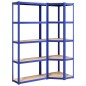 vidaXL Regale mit 5 Böden 2 Stk. Blau Stahl & Holzwerkstoff vidaXL Regale mit 5 Böden 2 Stk. Blau Stahl & Holzwerkstoff
